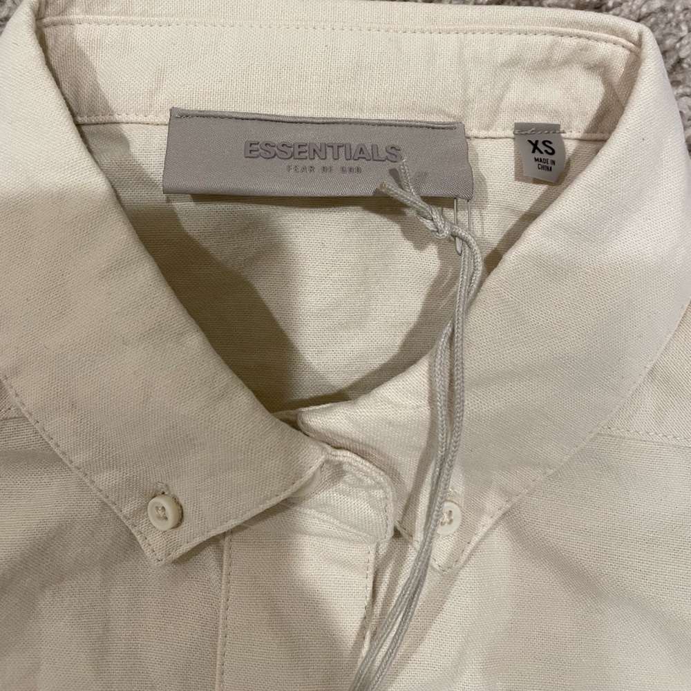 BRAND NEW FEAR OF GOD ESSENTIALS Womens Egg Shell Oxford Button Down Shirt